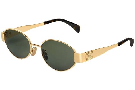 Celine Sunglasses CL40235U Triomphe Gold Metal Frame Green  